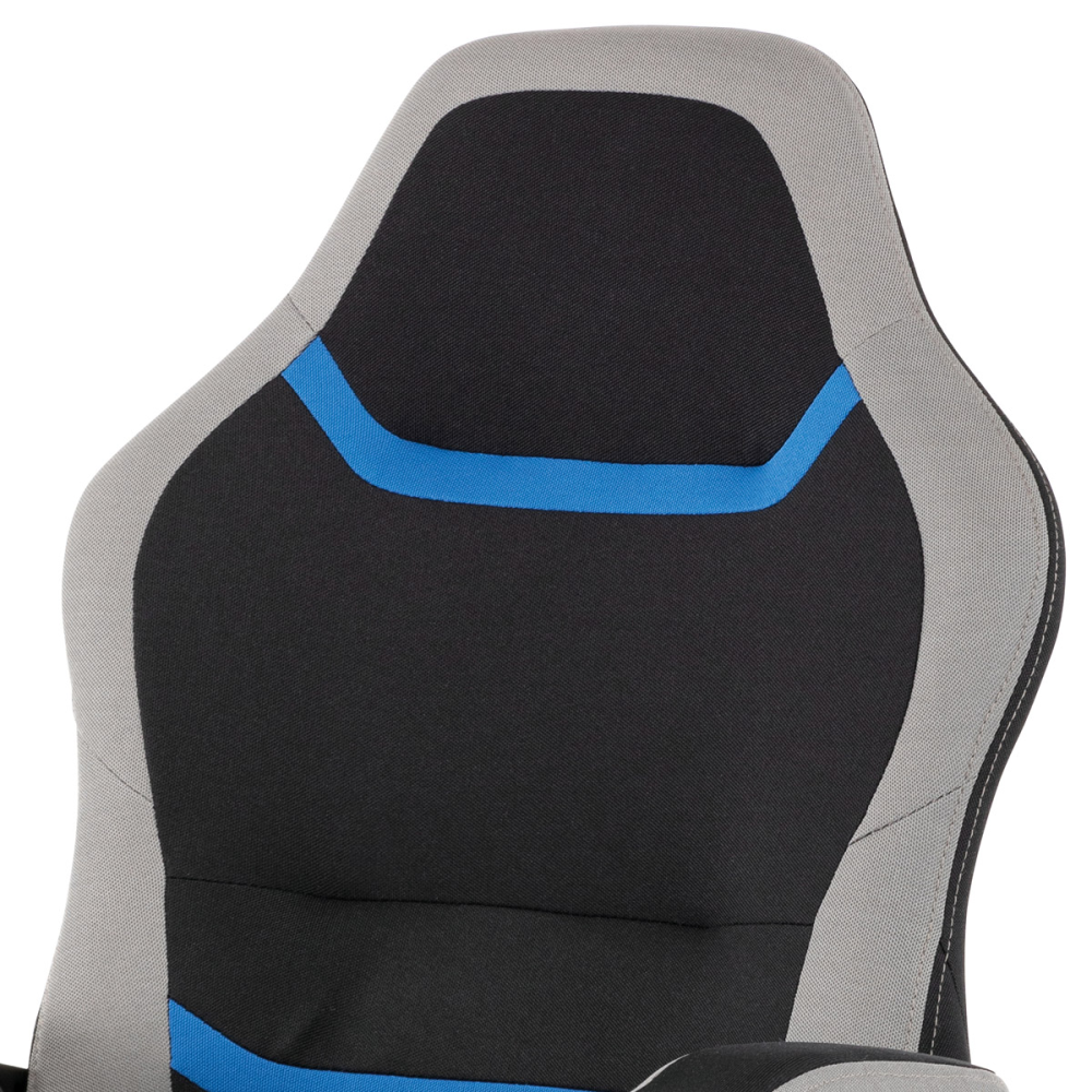 KA-L611 BLUE - Kancelářská a herní židle, potah modrá, šedá a černá látka, houpací mechanismus