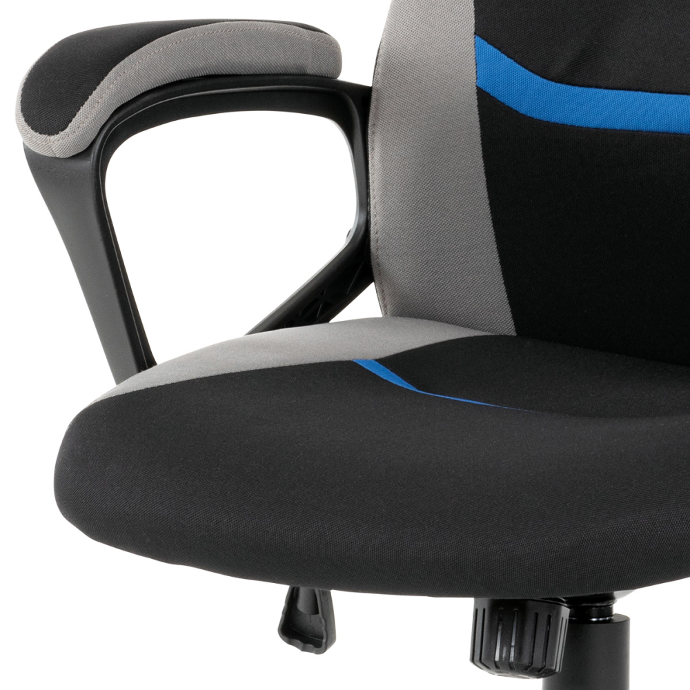 KA-L611 BLUE - Kancelářská a herní židle, potah modrá, šedá a černá látka, houpací mechanismus