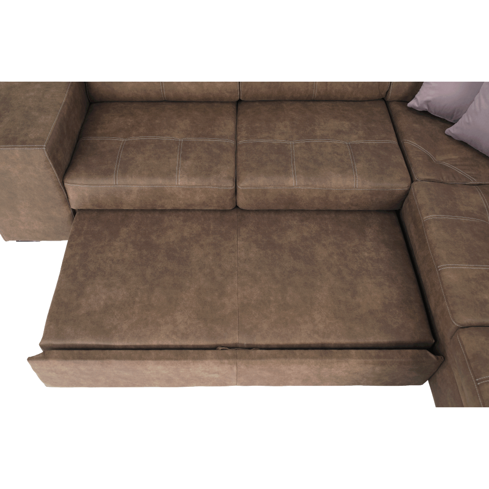 Sedací souprava, látka hnědá / světle fialová, pravá, LANZA