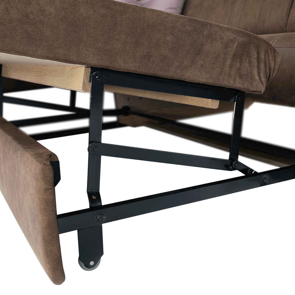 Sedací souprava, látka hnědá / světle fialová, levá, LANZA