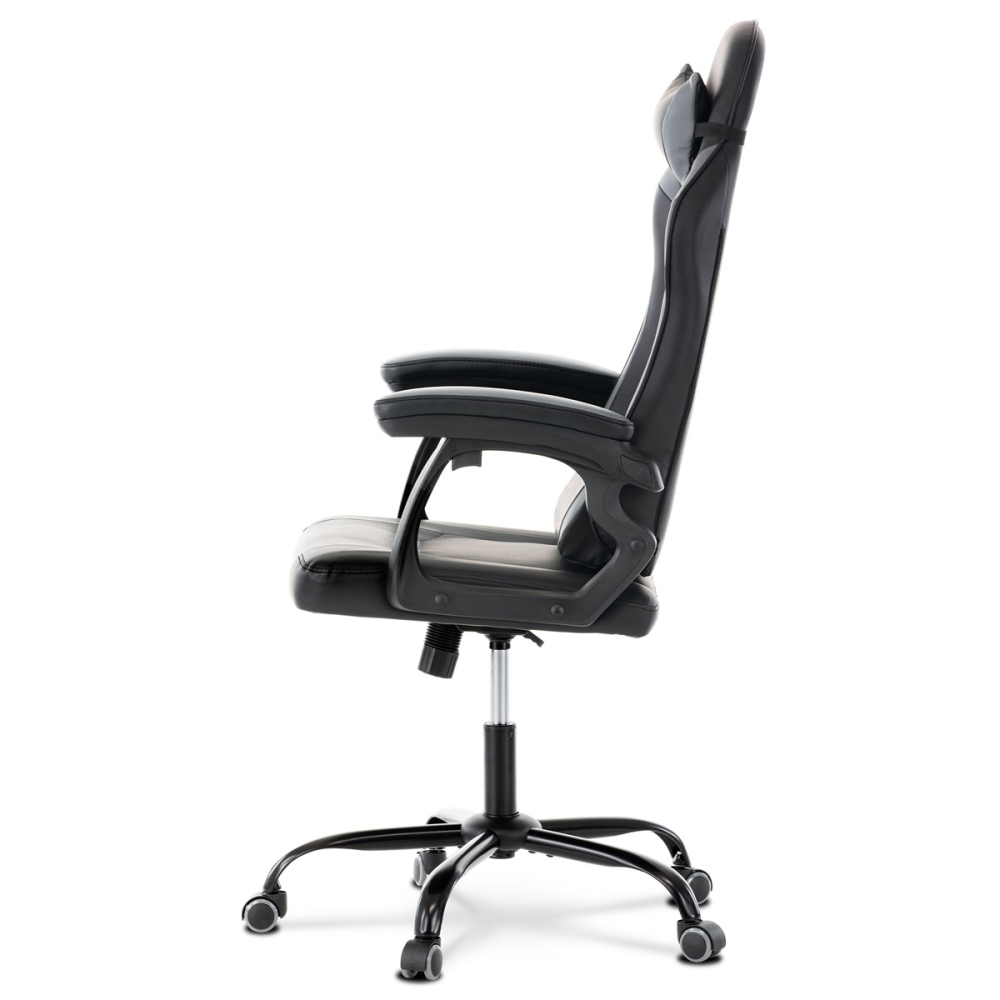 KA-L626 GREY - Herní křeslo, šedá a černá ekokůže, houpací mechanika, opěrák 135°