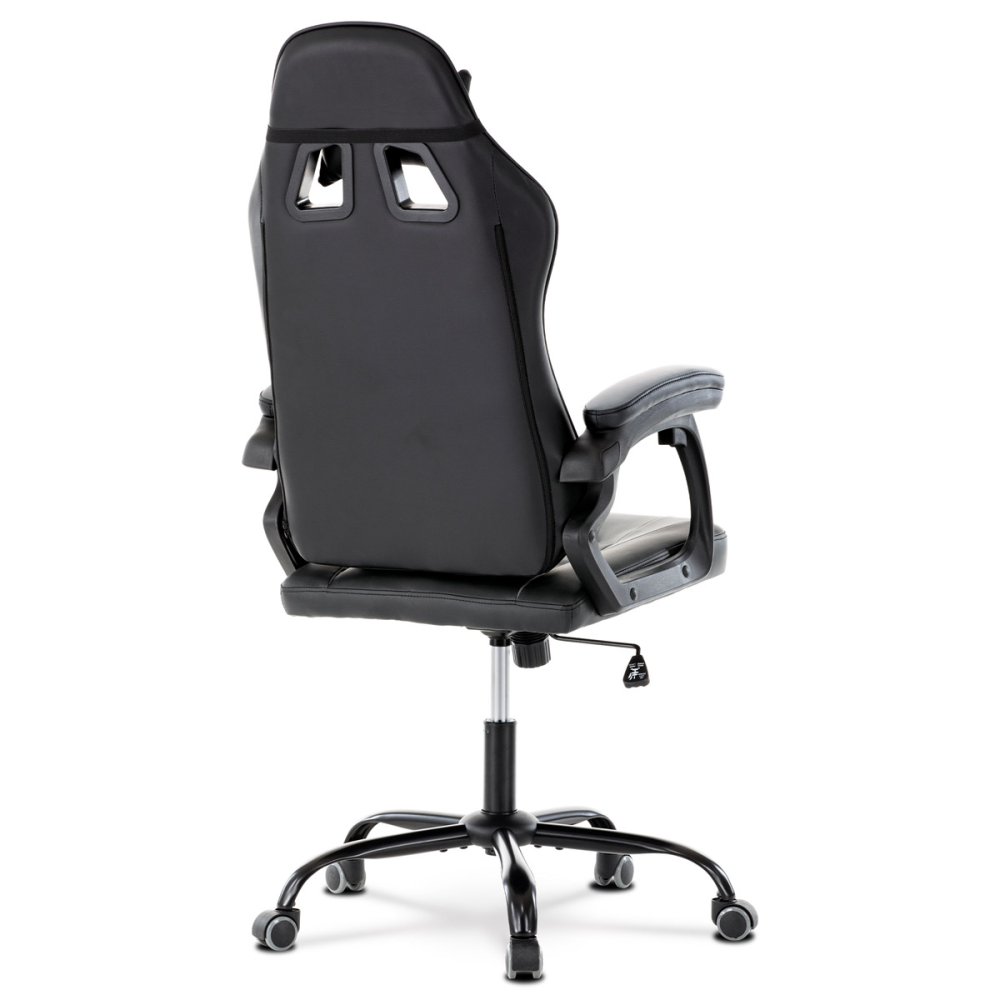 KA-L626 GREY - Herní křeslo, šedá a černá ekokůže, houpací mechanika, opěrák 135°