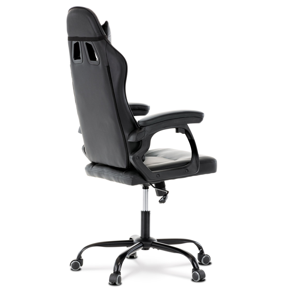 KA-L626 GREY - Herní křeslo, šedá a černá ekokůže, houpací mechanika, opěrák 135°