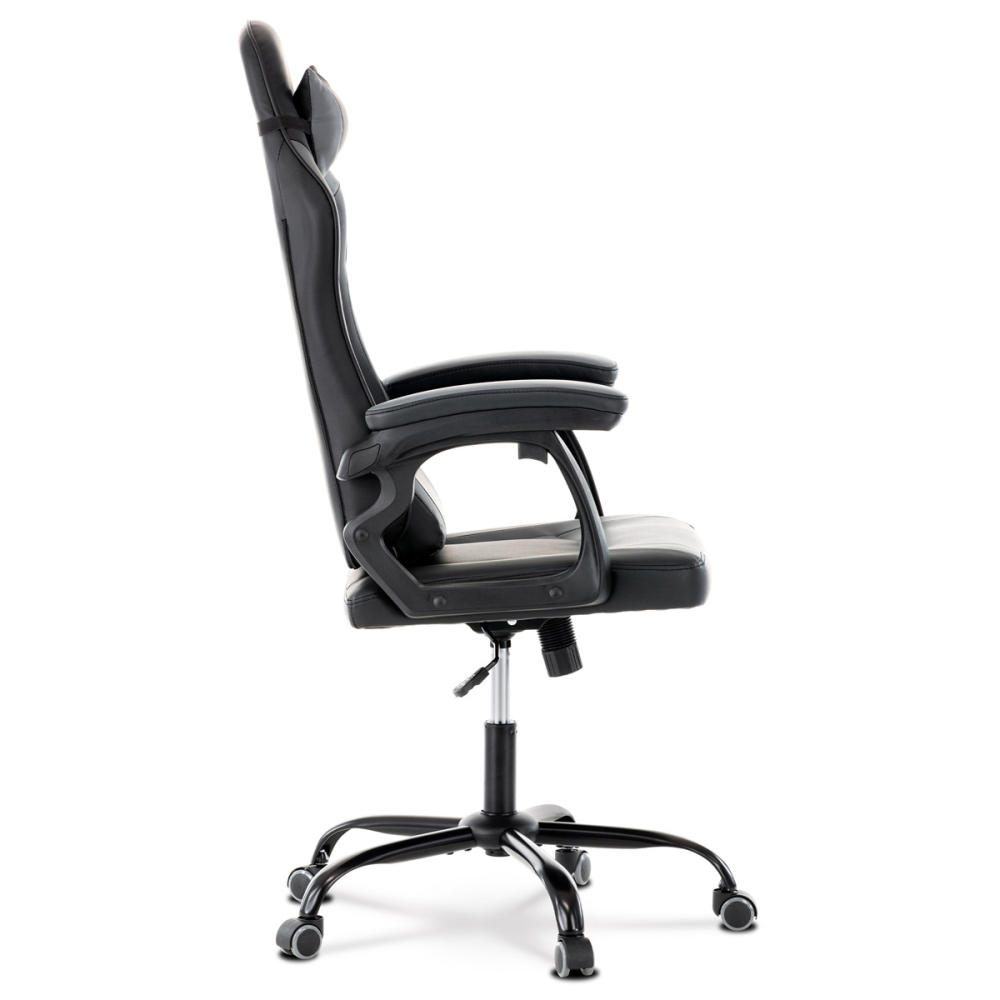 KA-L626 GREY - Herní křeslo, šedá a černá ekokůže, houpací mechanika, opěrák 135°
