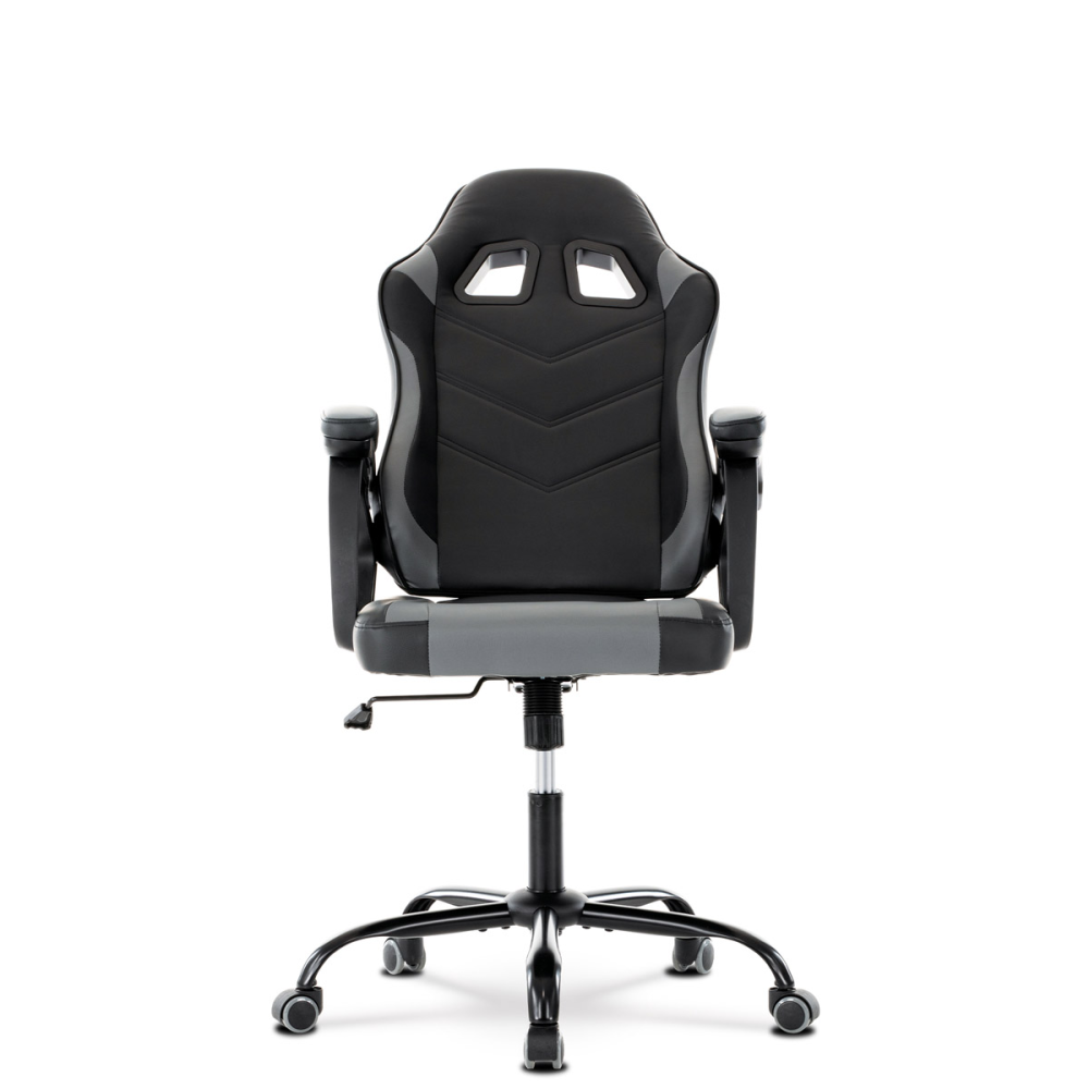 KA-L626 GREY - Herní křeslo, šedá a černá ekokůže, houpací mechanika, opěrák 135°