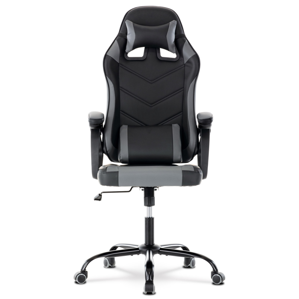 KA-L626 GREY - Herní křeslo, šedá a černá ekokůže, houpací mechanika, opěrák 135°
