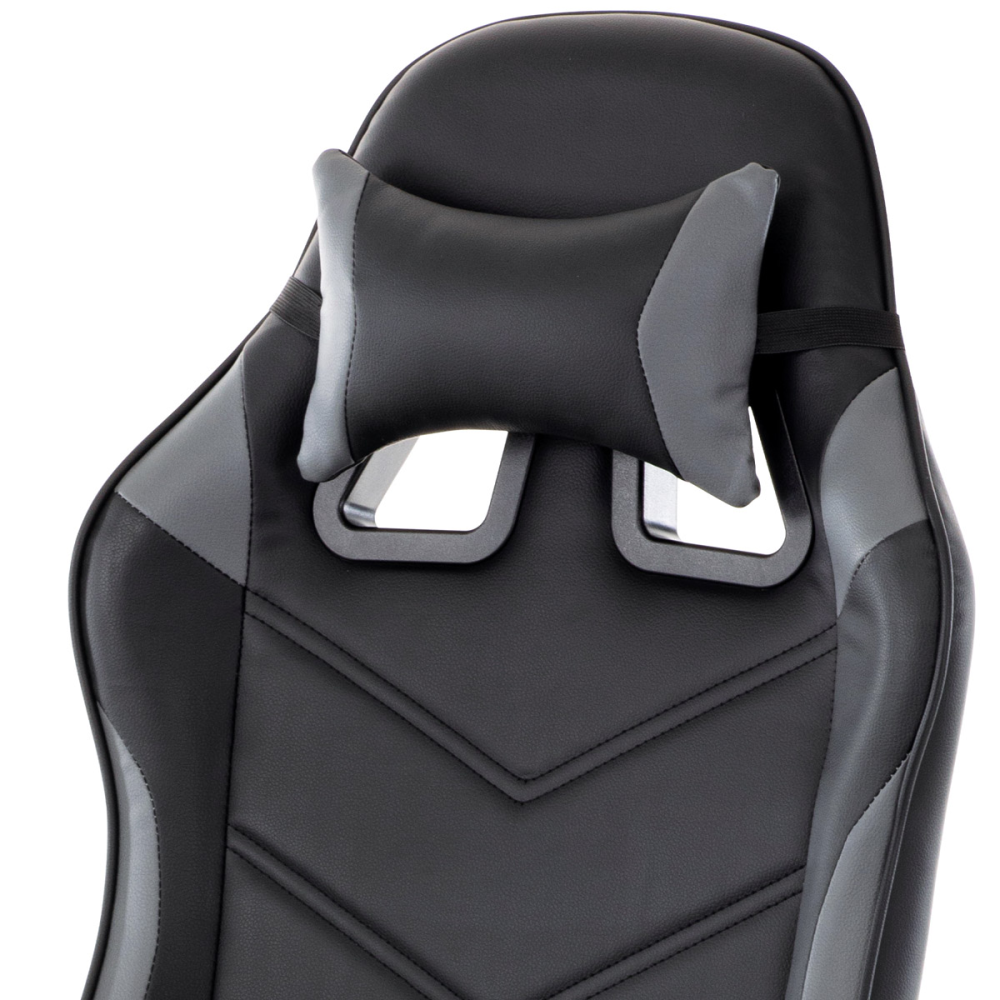 KA-L626 GREY - Herní křeslo, šedá a černá ekokůže, houpací mechanika, opěrák 135°
