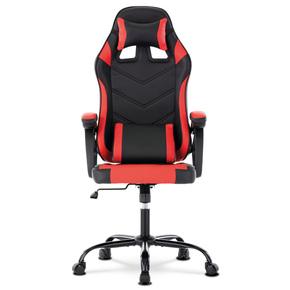 KA-L626 RED - Herní křeslo, červená a černá ekokůže, houpací mechanika, opěrák 135°