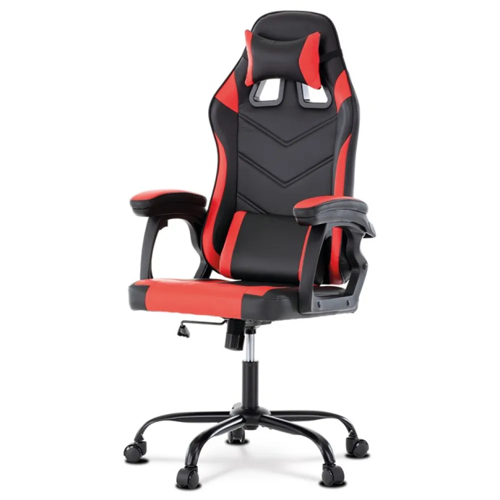 KA-L626 RED - Herní křeslo, houpací mechanismus, červená ekokůže, KA-L626 RED