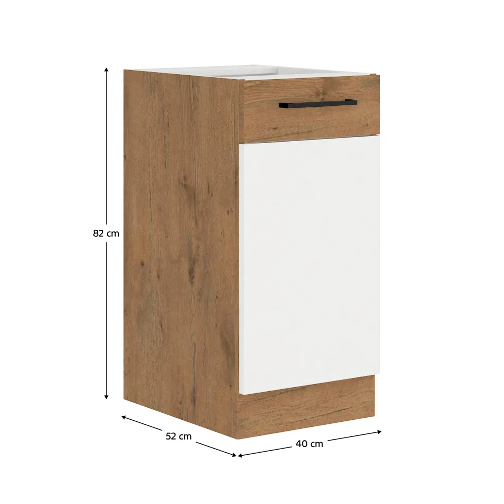 Spodní skříňka, bílá extra vysoký lesk HG / dub lancelot, VEGA D40 1F BB