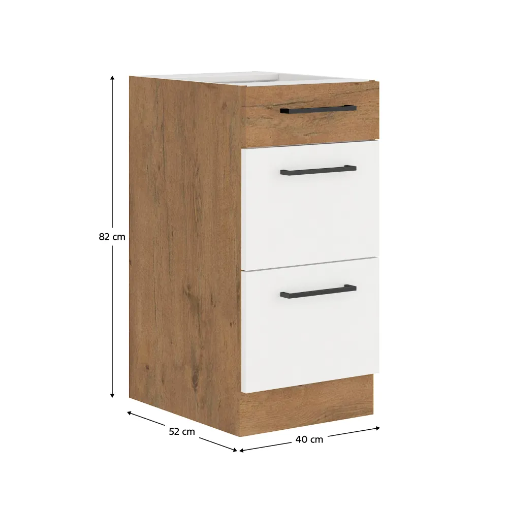 Spodní skříňka, bílá extra vysoký lesk HG / dub lancelot, VEGA D40 3S BB