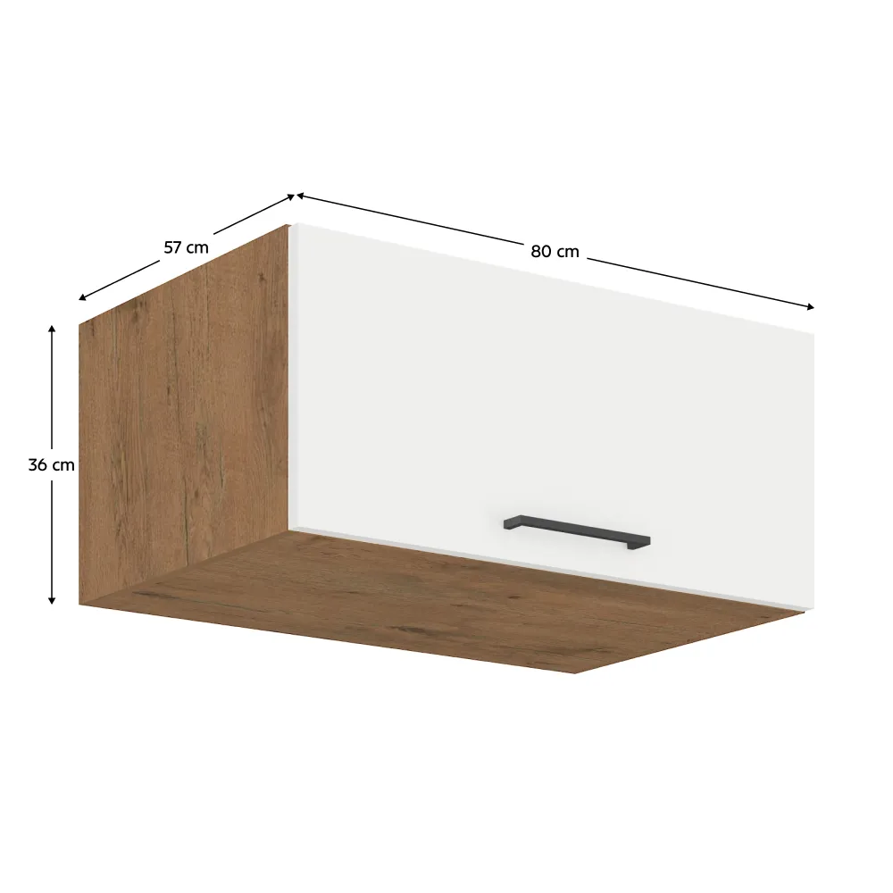 Horní skříňka, dub lancelot / bílá extra vysoký lesk HG, VEGA 80 Nagu-36 1F