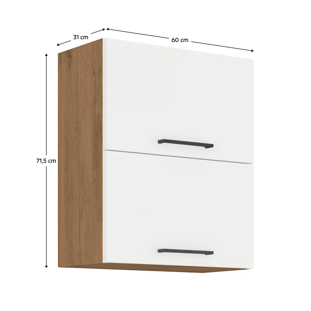 Horní skříňka, dub lancelot / bílá extra vysoký lesk HG, VEGA 60 GU-72 2F