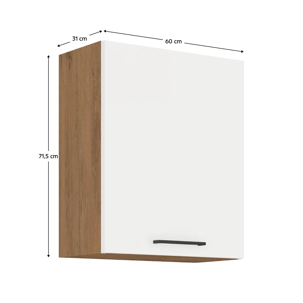 Horní skříňka, dub lancelot / bílá extra vysoký lesk HG, VEGA 60 G-72 1F