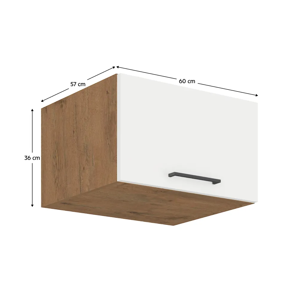 Horní skříňka, dub lancelot / bílá extra vysoký lesk HG, VEGA 60 Nagu-36 1F