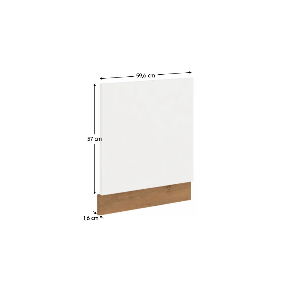Dvířka na vestavnou myčku nádobí, dub lancelot / bílá extra vysoký lesk HG, VEGA ZM 570x596