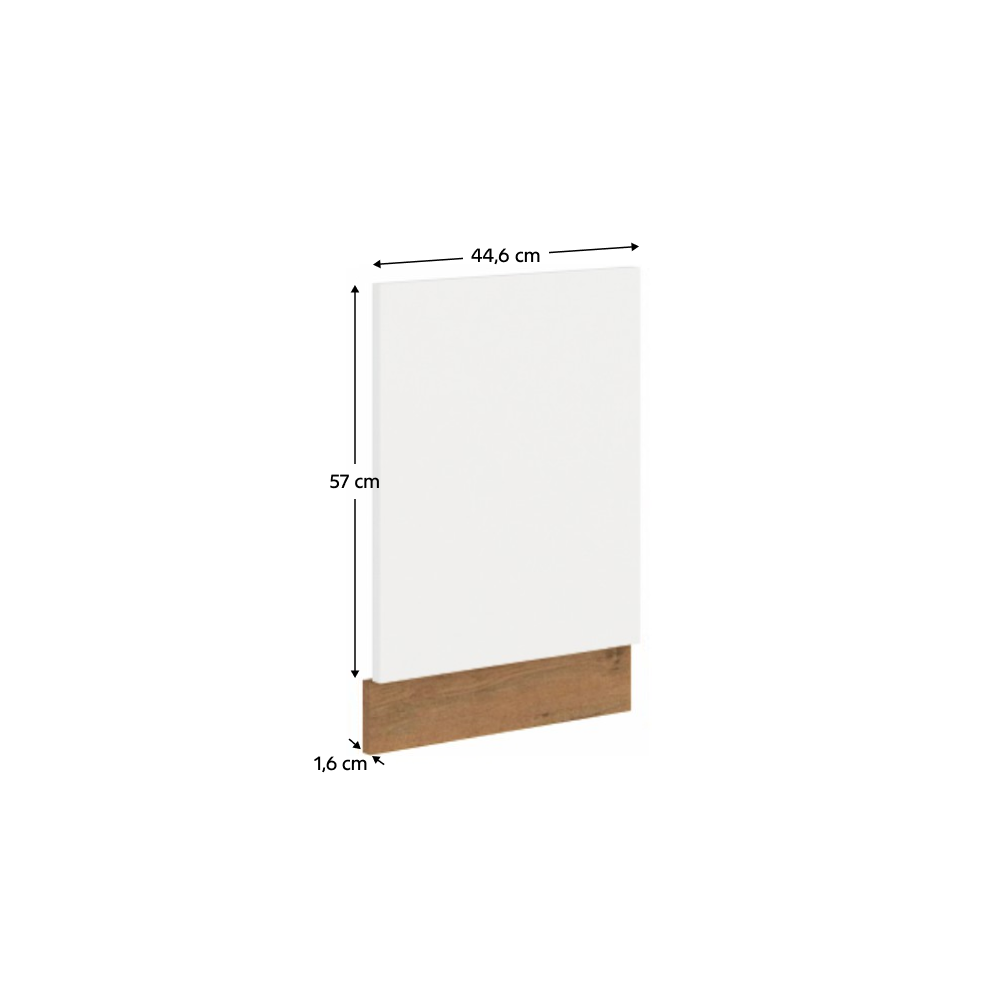 Dvířka na vestavnou myčku nádobí, dub lancelot / bílá extra vysoký lesk HG, VEGA ZM 570x446