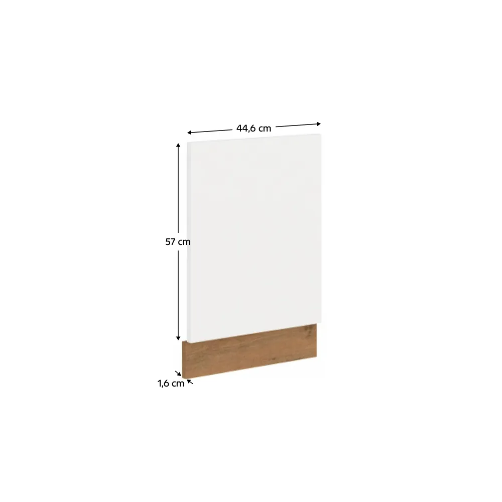 Dvířka na vestavnou myčku nádobí, dub lancelot / bílá extra vysoký lesk HG, VEGA ZM 570x446