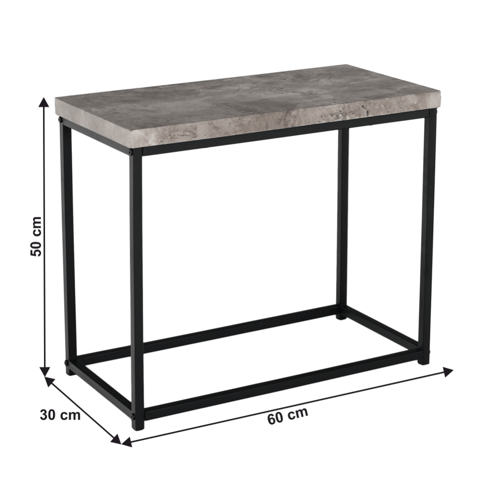 Příruční stolek, černá / beton, TENDER