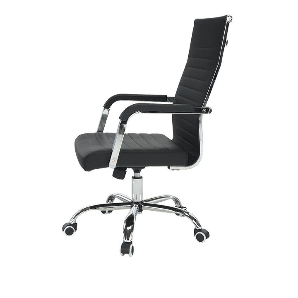 Kancelářské křeslo, ekokůže / kov, černá / chrom, FARAN