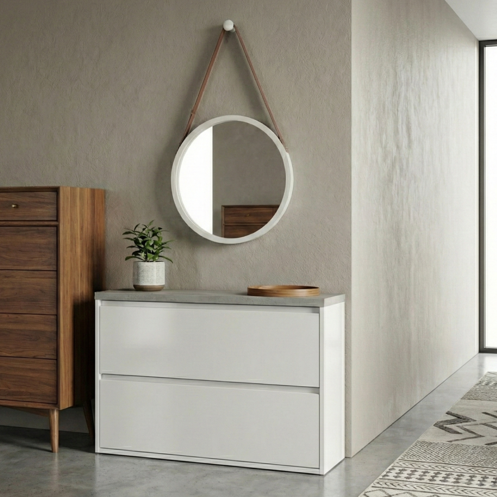 Zrcadlo, bambus/bílá, LEMI 1