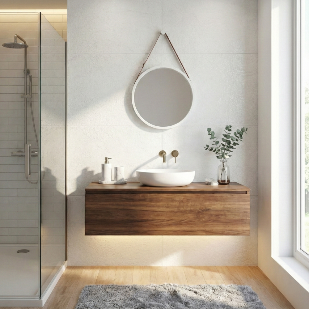 Zrcadlo, bambus/bílá, LEMI 1