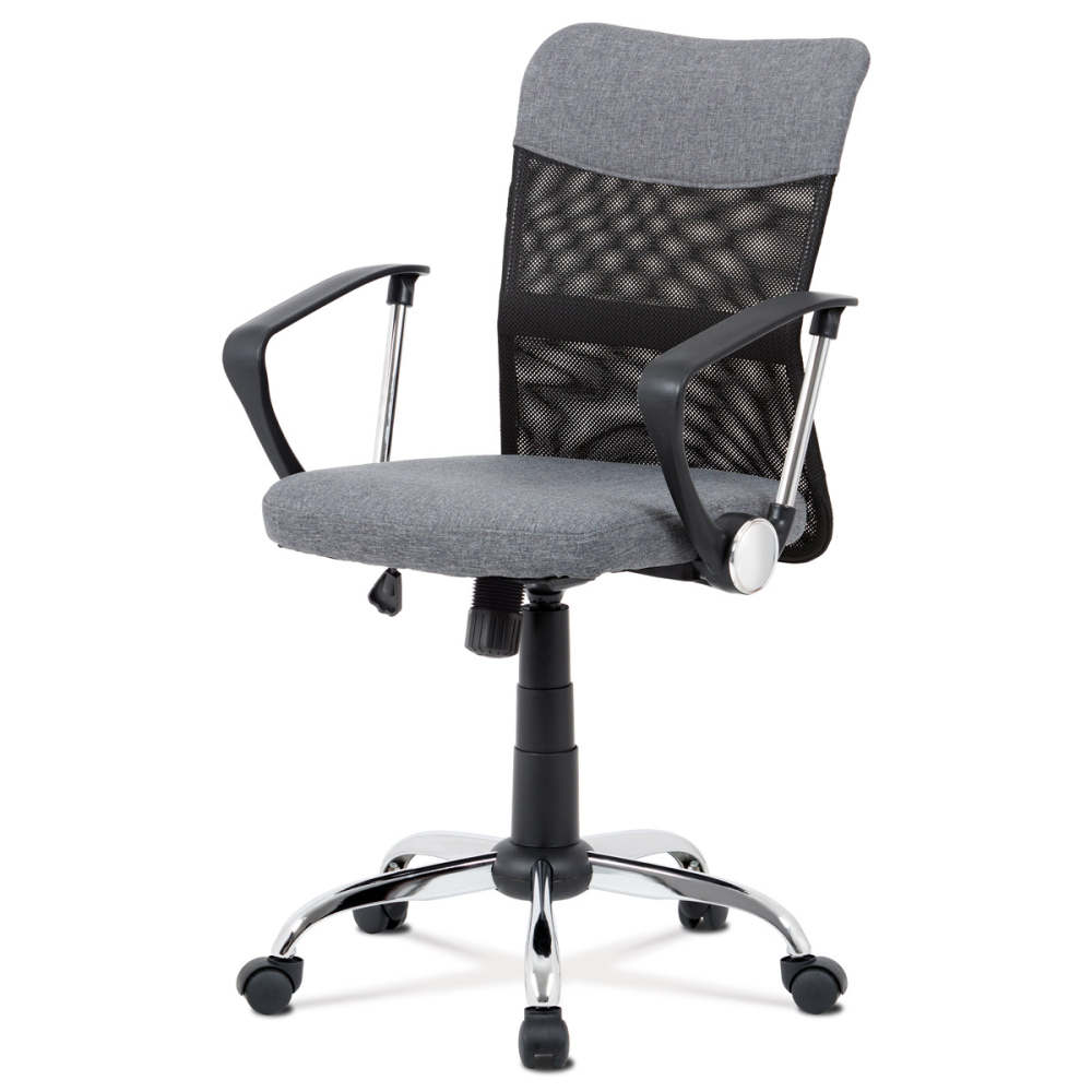 KA-V202 GREY - Kancelářská židle, šedá látka, černá MESH, houpací mech, kříž chrom