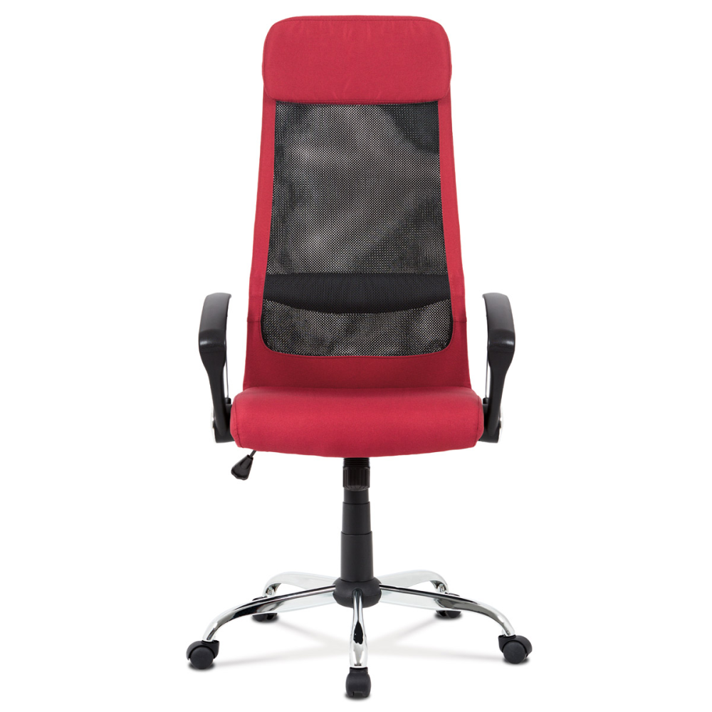 KA-V206 BOR - Kancelářská židle, bordó látka a černá síťovina MESH, houpací mech., kovový kříž