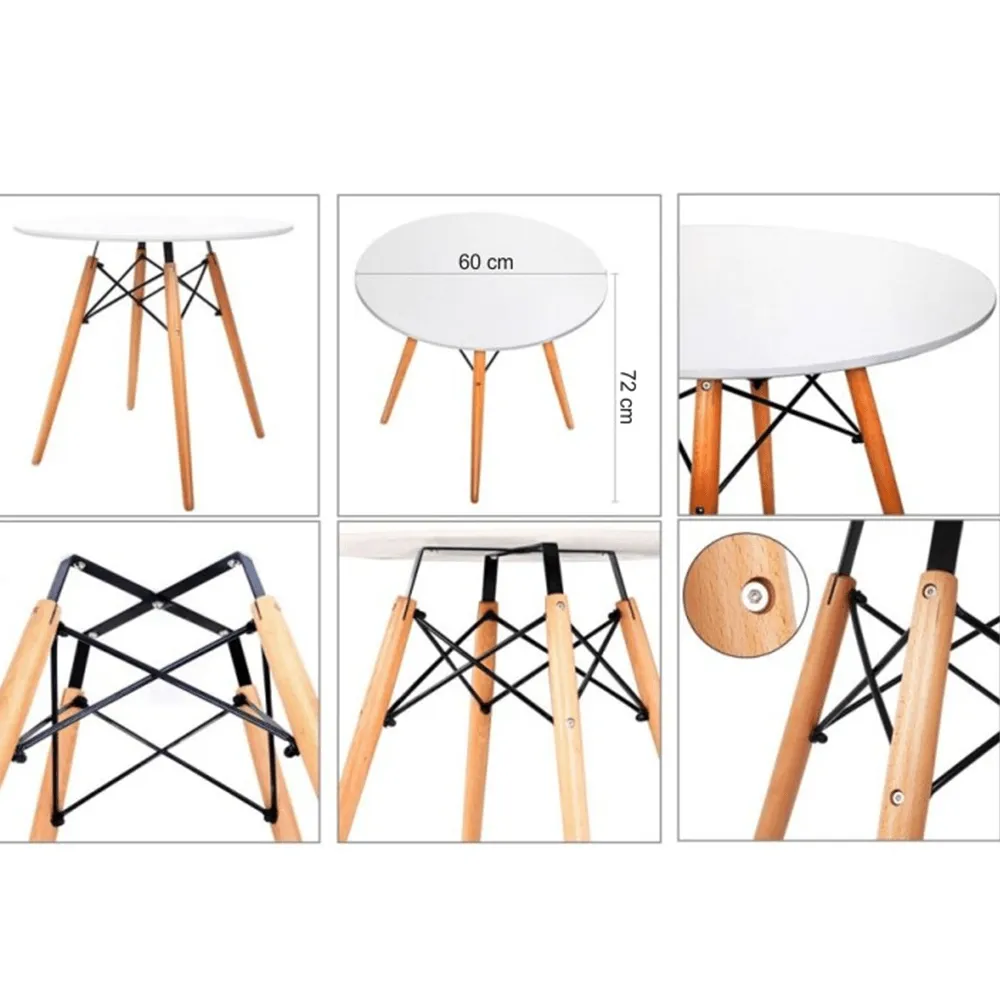 Jídelní stůl, bílá / buk, průměr 60 cm, Gamin NEW 60