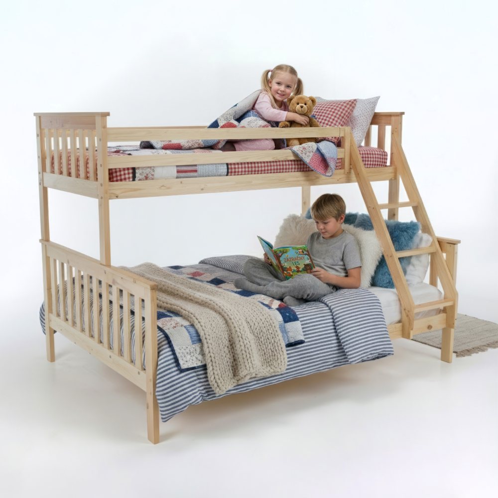 Patrová rozložitelná postel, přírodní, LUINI