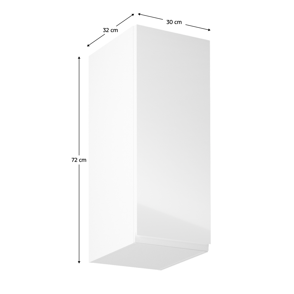 Horní skříňka, bílá / bílý extra vysoký lesk, pravá, AURORA G30