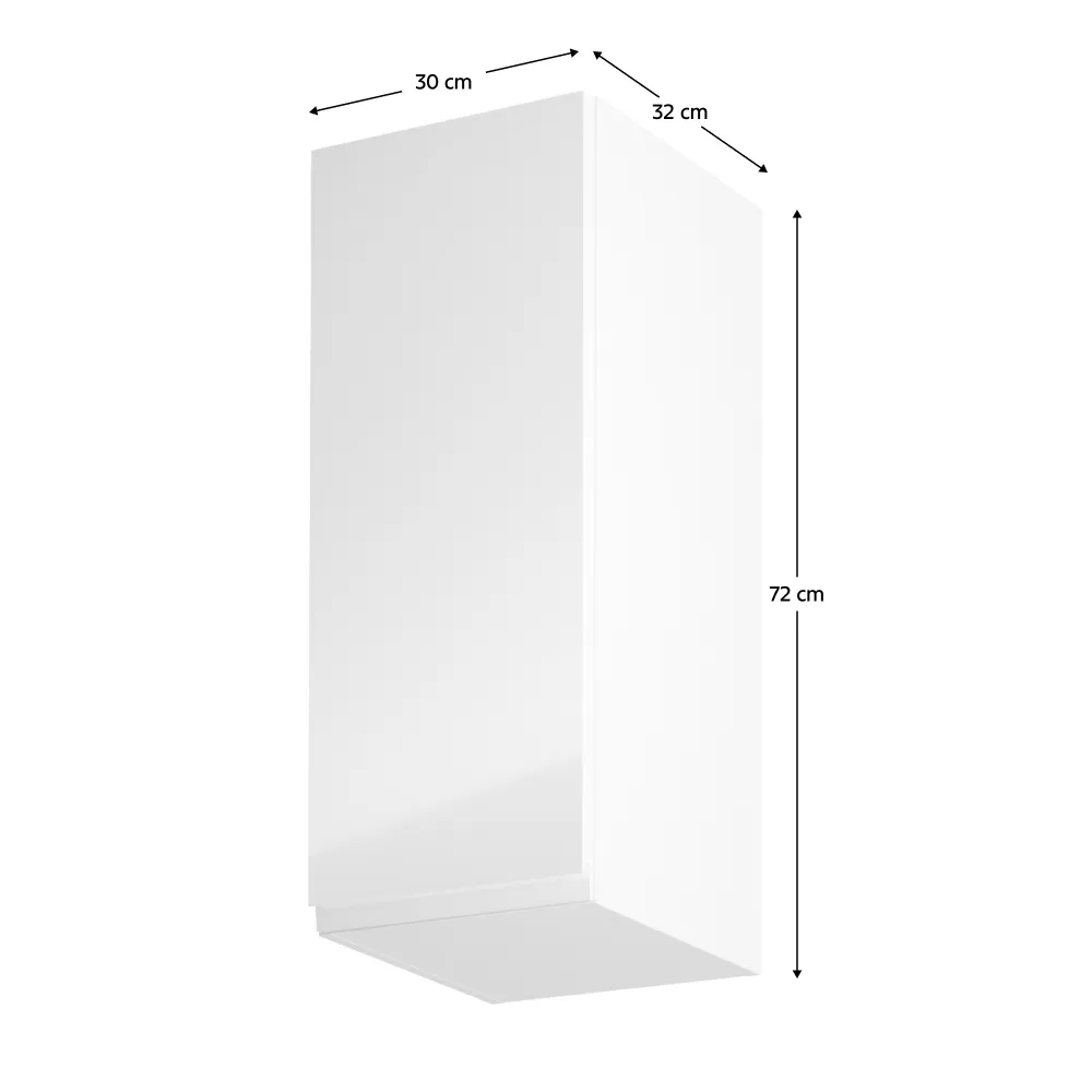 Horní skříňka, bílá / bílý extra vysoký lesk, ľravá, AURORA G30