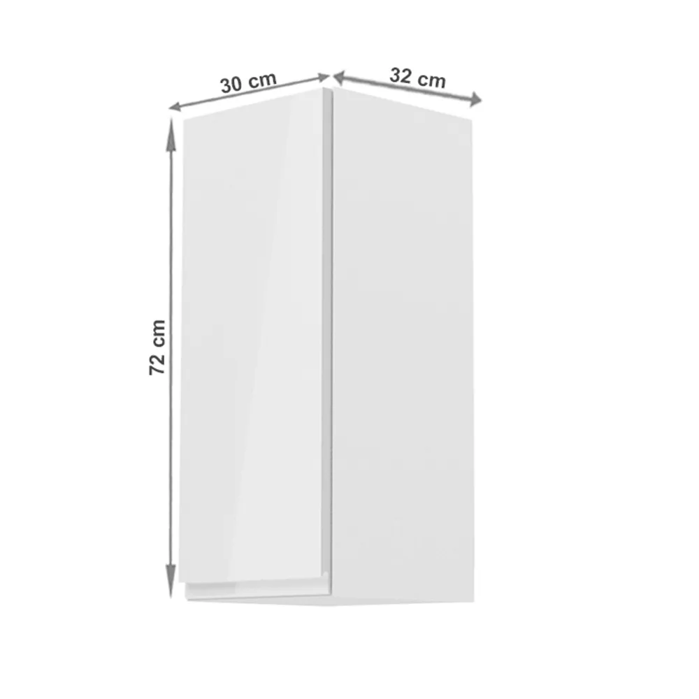 Horní skříňka, bílá / bílý extra vysoký lesk, ľravá, AURORA G30