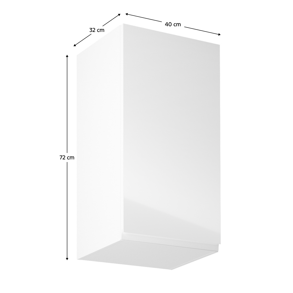 Horní skříňka, bílá / bílý extra vysoký lesk, pravá, AURORA G40