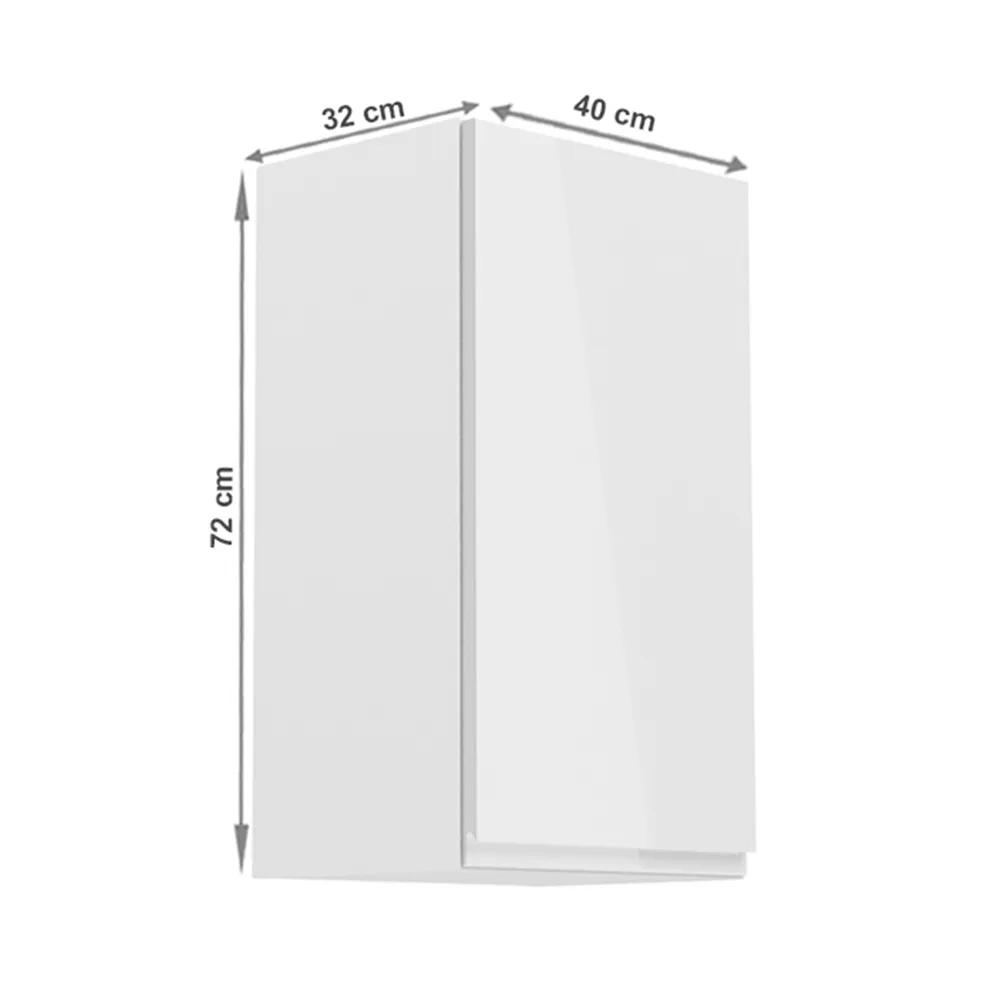 Horní skříňka, bílá/bílý extra vysoký lesk, pravá, AURORA G40