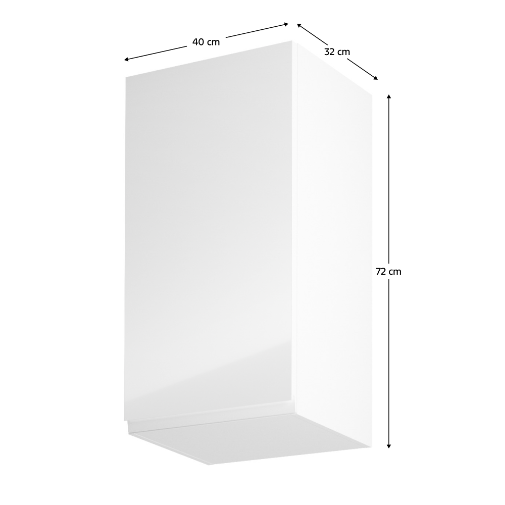Horní skříňka, bílá / bílý extra vysoký lesk, levá, AURORA G40