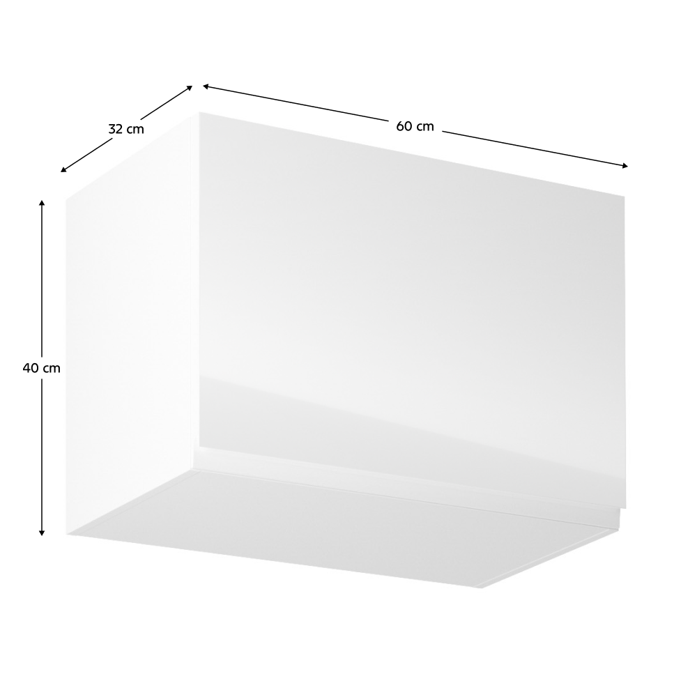 Horní skříňka, bílá / bílý extra vysoký lesk, AURORA G60K