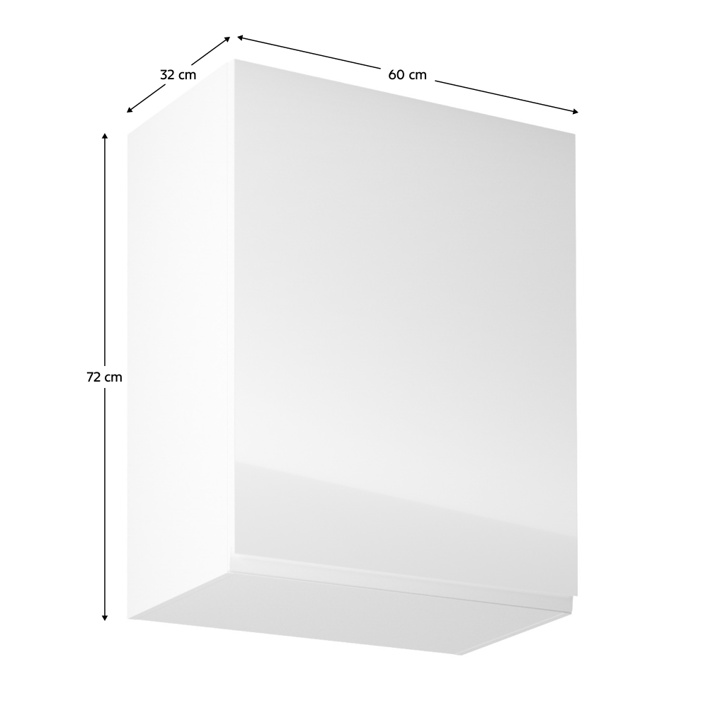 Horní skříňka, bílá / bílý extra vysoký lesk, pravá, AURORA G601F
