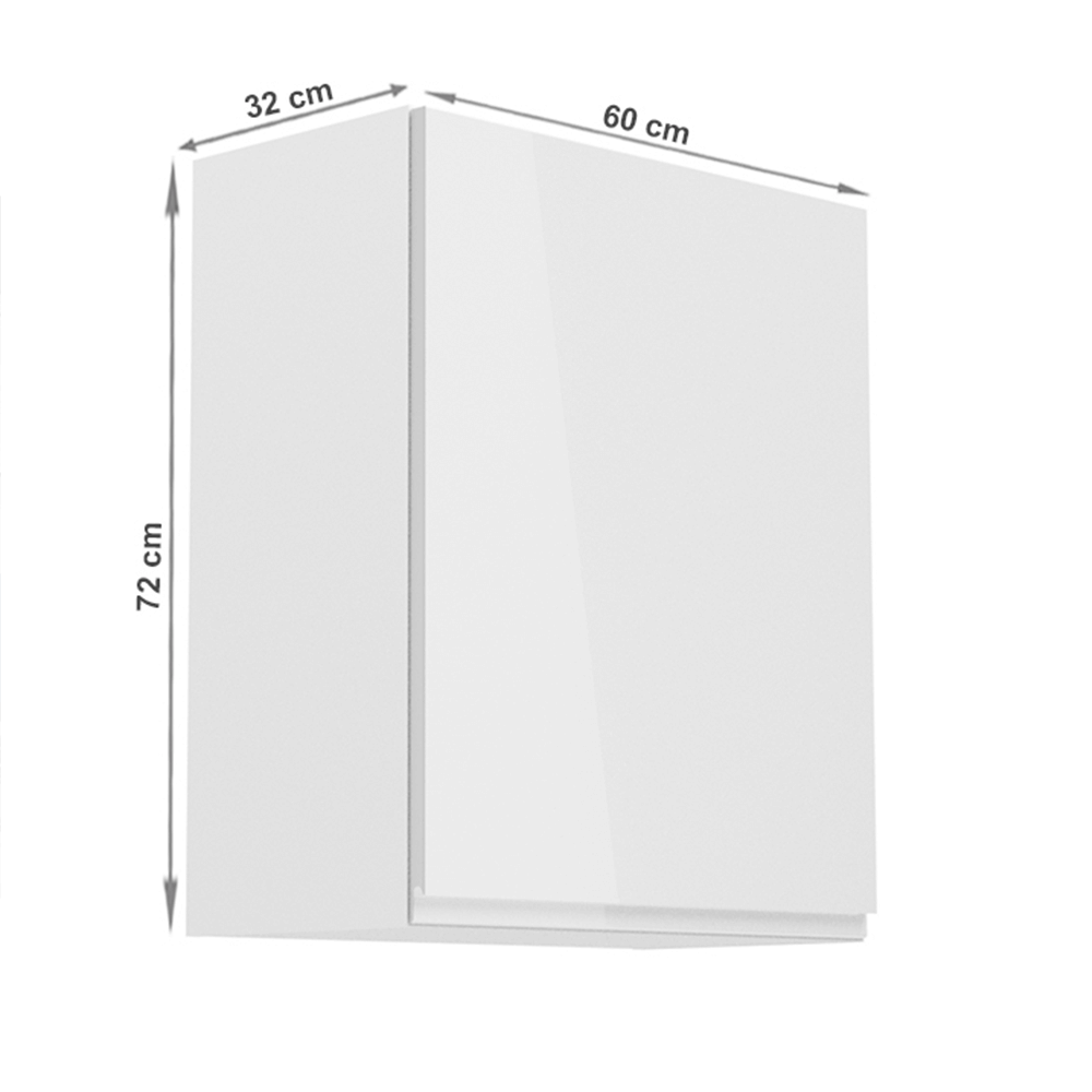 Horní skříňka, bílá / bílý extra vysoký lesk, pravá, AURORA G601F