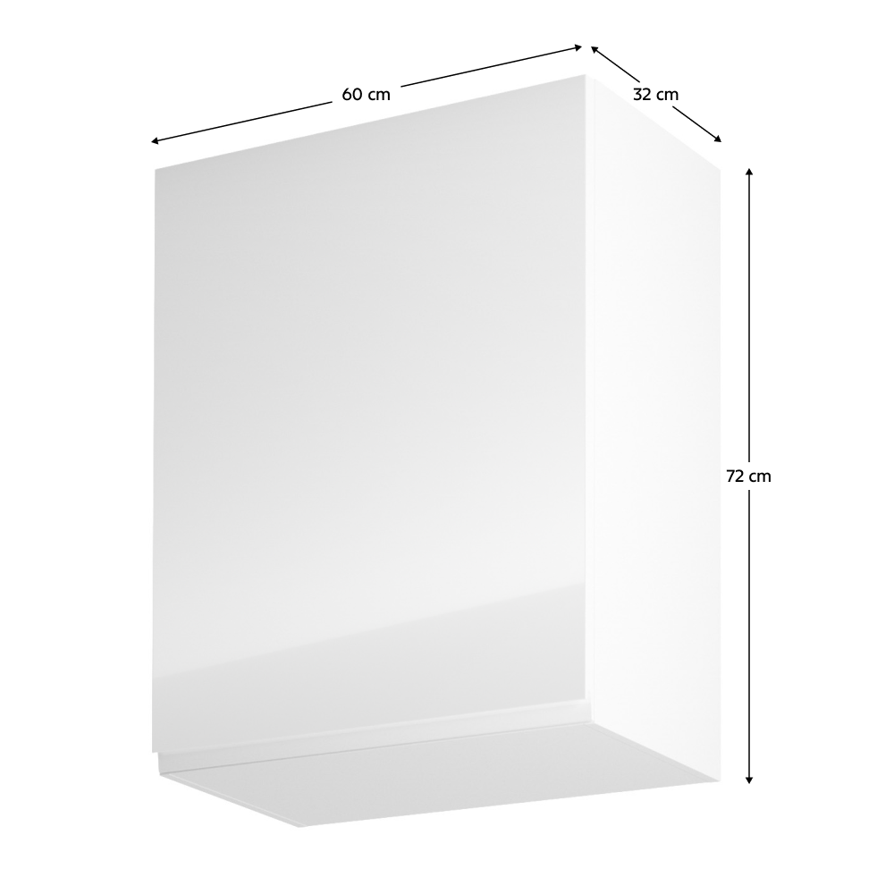 608/5000Horní skříňka, bílá / bílý extra vysoký lesk, levá, AURORA G601F