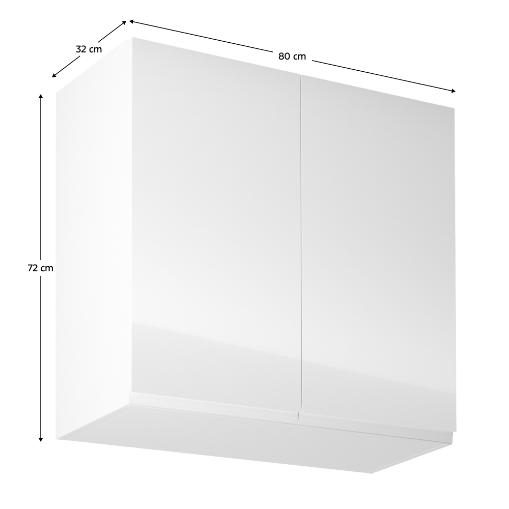 Horní skříňka, bílá / bílý extra vysoký lesk, AURORA G80