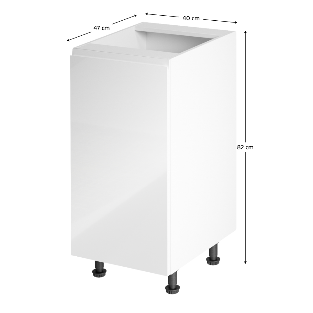 Spodní skříňka, bílá / bílá extra vysoký lesk, levá, AURORA D40