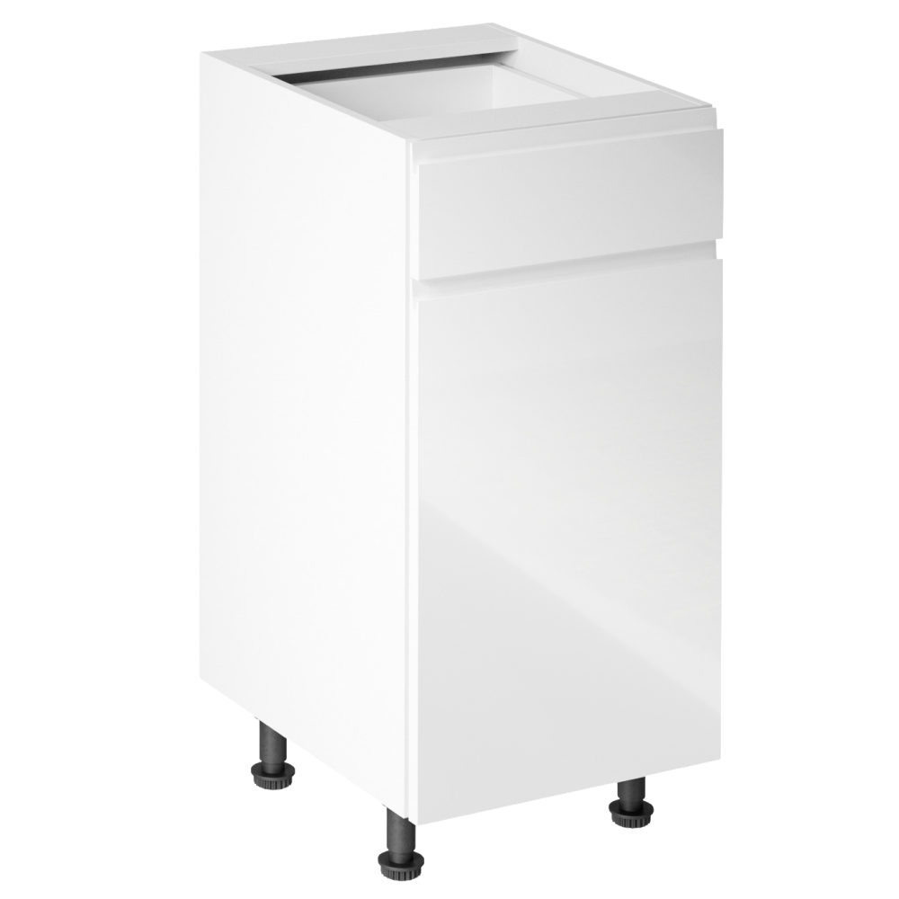 Spodní skříňka, bílá / bílá extra vysoký lesk, pravá, AURORA D40S1