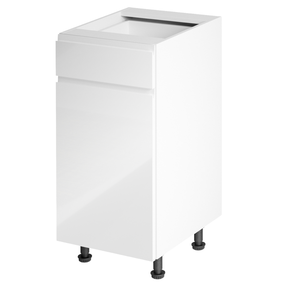 Spodní skříňka, bílá / bílá extra vysoký lesk, levá, AURORA D40S1