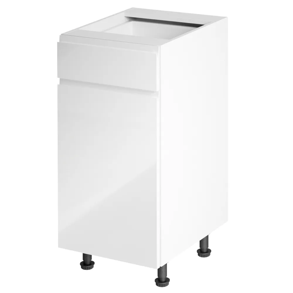Spodní skříňka, bílá / bílá extra vysoký lesk, levá, AURORA D40S1