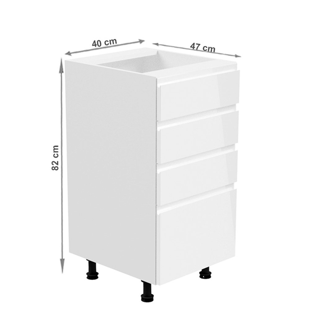 Spodní skříňka, bílá / bílá extra vysoký lesk, AURORA D40S4