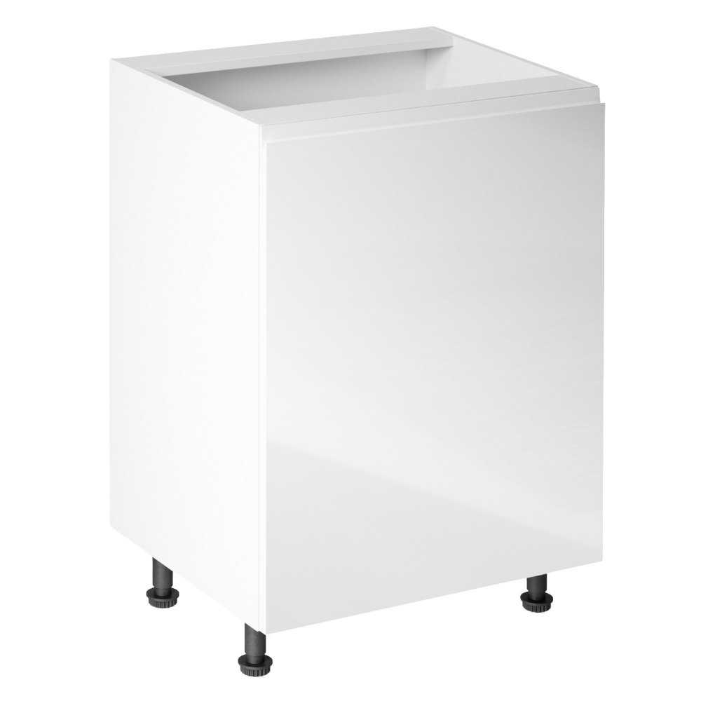 Spodní skříňka, bílá / bílá extra vysoký lesk, pravá, AURORA D601F