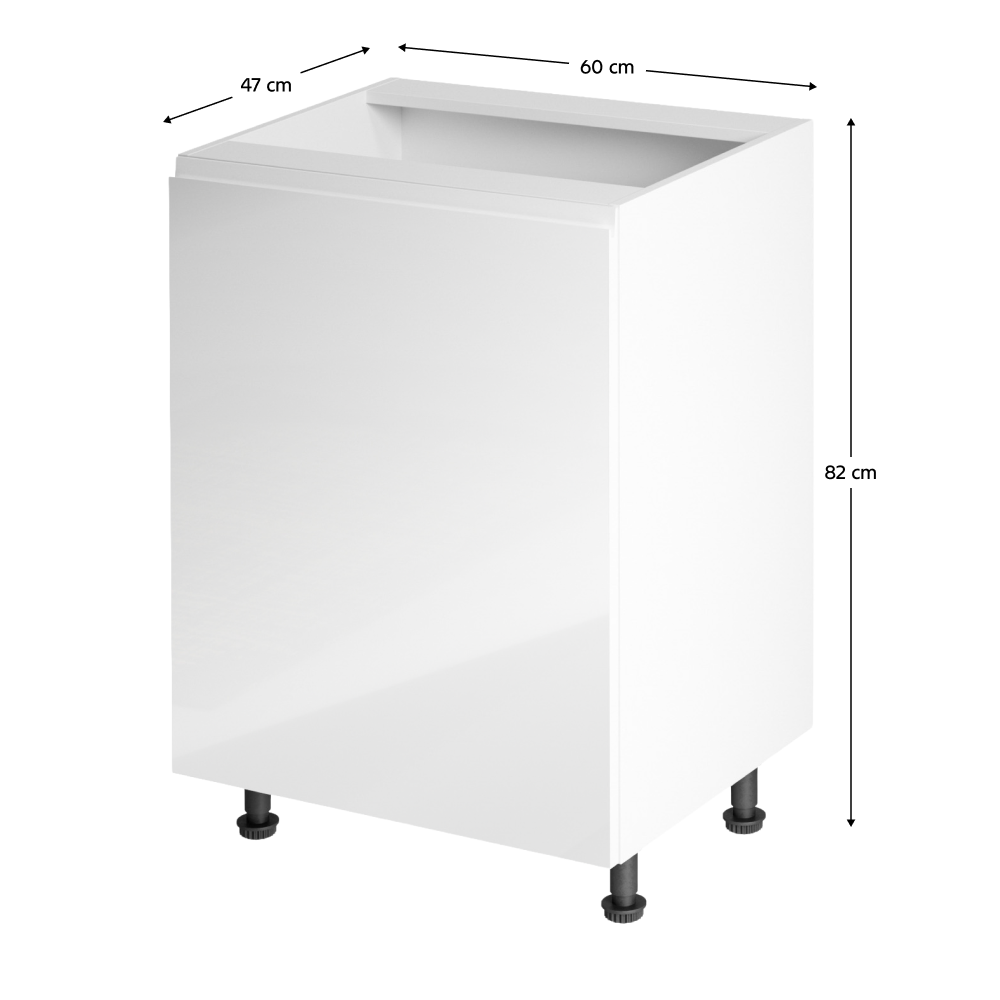 Spodní skříňka, bílá / bílá extra vysoký lesk, levá, AURORA D601F