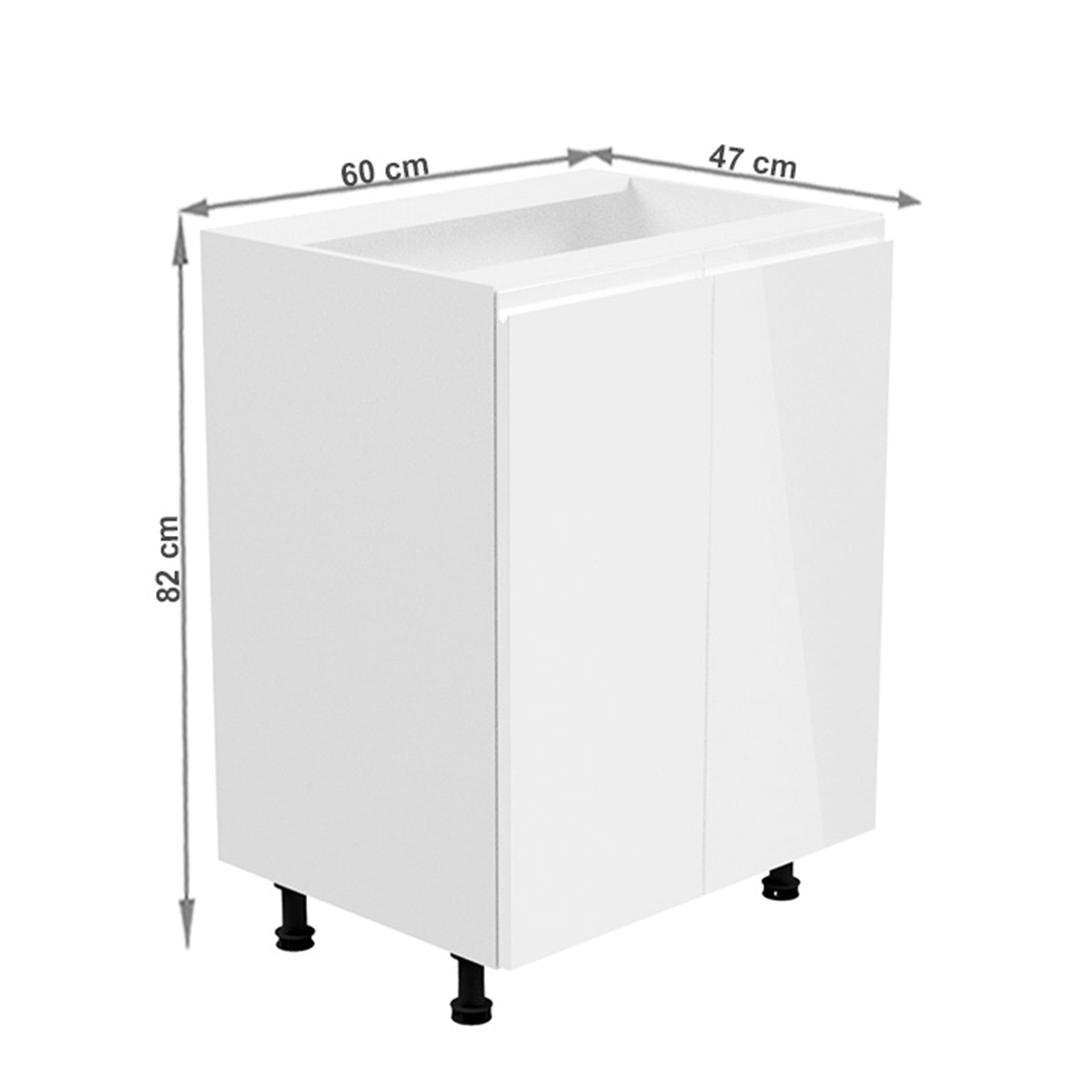 Spodní skříňka, bílá / bílá extra vysoký lesk, AURORA D602F