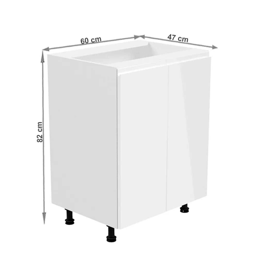Spodní skříňka, bílá / bílá extra vysoký lesk, AURORA D602F